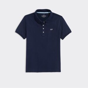 Vineyard Vines Girls' Heritage Pique Polo, size S, NWT, navy.